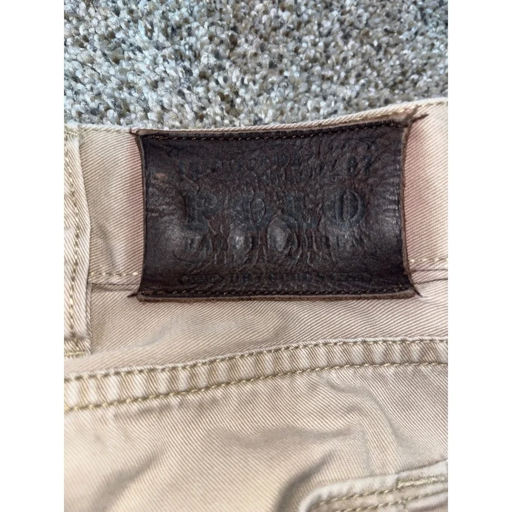 Polo Ralph Lauren Mens Tan Khaki Cotton Twill‎ Straight Leg Chino Pants 38x32